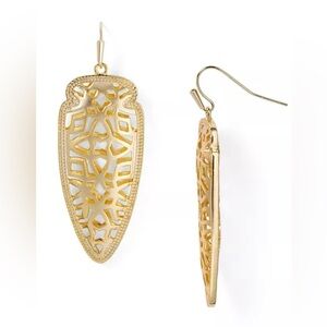 Kendra Scott Sadie Drop Earrings Filigree Arrowhead 14K Gold plated rhodium